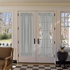 French Door Curtains with Linen Texture for Sidelight Semi 52"W x 72"L Dove