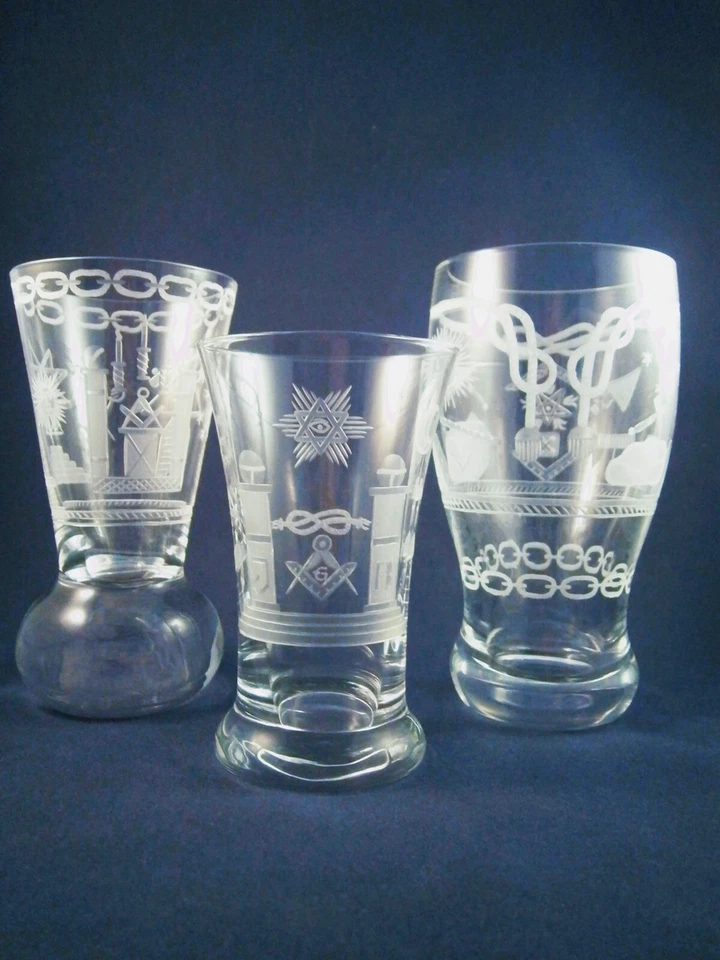 Logen-Glas Kanone m. Freimauer-Motiv freemason glass - Bild 1 von 1
