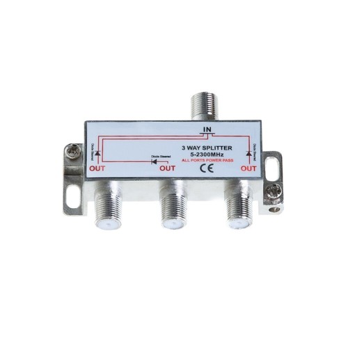 Sdoppiatore cavo coassiale TV 3 vie 5-2300 MHz per antenna RG6 RG59 HDTV satellitare - Foto 2 di 12