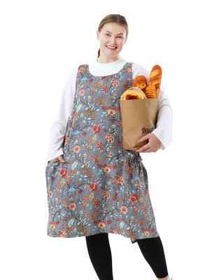 Big Plus Size Aprons for Women with Pockets Cotton Linen Baking Kitchen