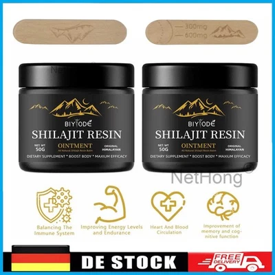 BIYODE 2PCS Original Reines Himalaya Shilajit Harz Extrem Wirksam Premium Hochfestes