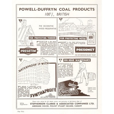 POWELL-DUFFRYN Coal Products, Cardiff - Vintage Werbung 1936