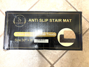 Starbes 15 PCS Slip-resistant Stair Mats 30" x 8" Non-Slip Stair Grey
