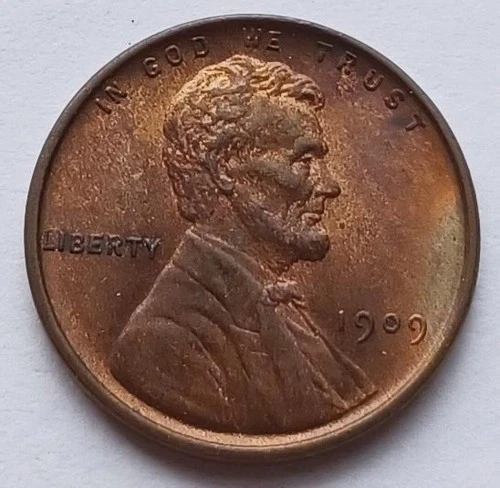 1909-VDB Lincoln Wheat Cent - Ch BU RB, Nice Grade 1C Penny coin