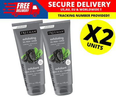 Freeman Charcoal Black Sugar Polishing Mask Scrub Vegan Detox 175ml ( X 2 )