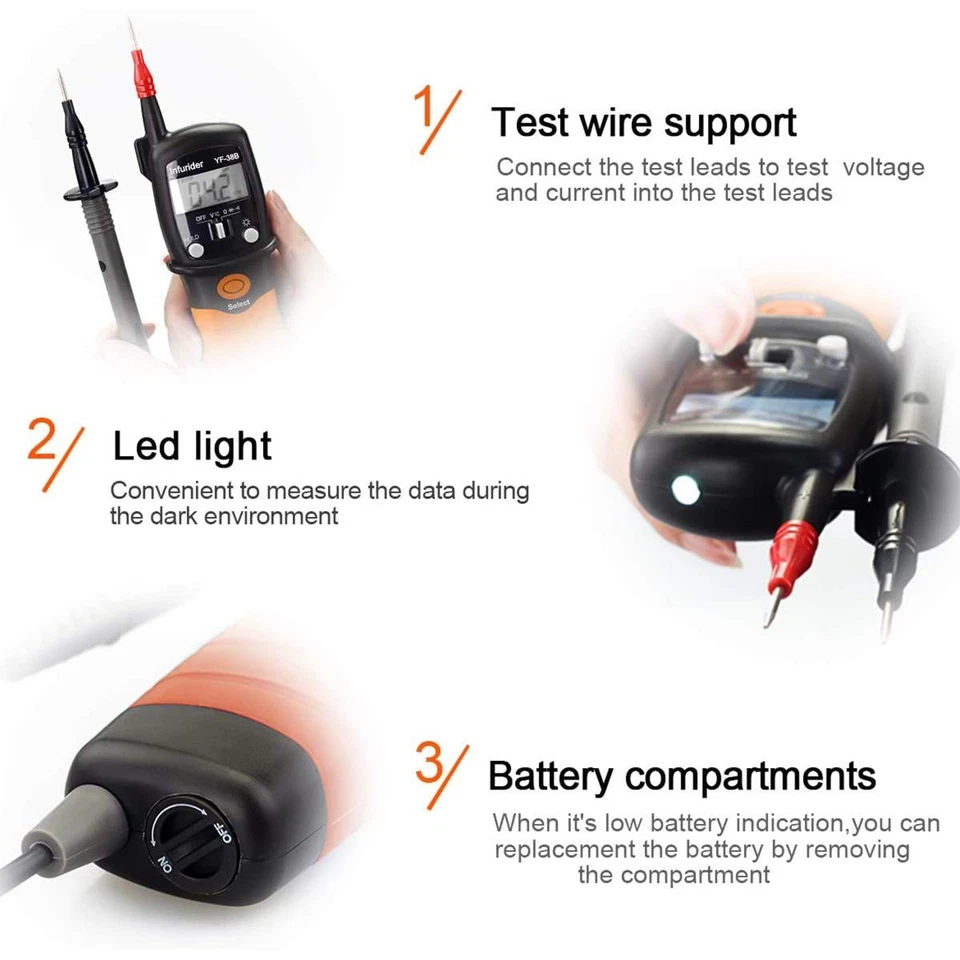 Stift Handmultimeter YF-38B Digitaler Spannungsprüfer VoltmeterMulti Tester D... - Bild 3 von 4