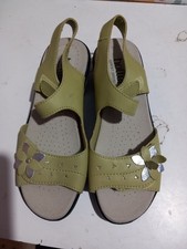 Hotter Tourist Sandals Size 3 UK New  Green Leather Adjustable Straps