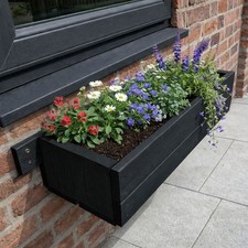 Wooden Window Box Planter  Black Wall Mounted for Plants Flowers and Herbs 60cm