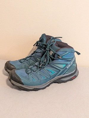 Salomon X Ultra 3 Mid Aero Hiking Boots Women's Size 10 Teal Blue 402412