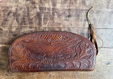 Vintage Hand Tooled Made in Mexico Women's Leather Clutch / Bag / Purse
