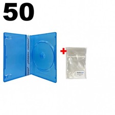 50 STANDARD Clear Blue Color Single DVD Cases 100 OPP Bags