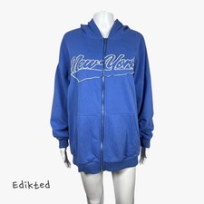 Edikted New York Oversized Hoodie in Blue MSRP 88