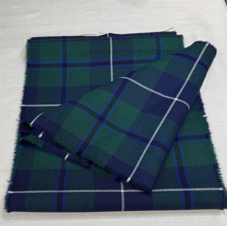 Douglas Modern Green/blue Tartan 100% Wool Heavyweight 300 Cm Long 33 Cm Wide - Image 2 of 4