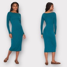 NWT Wild Fable sz XXS Dark Teal Long Sleeve Midi Tight Fit Long Dress 2922