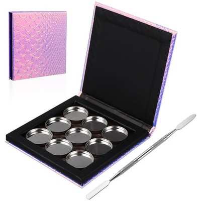  1 Setzen Sie leere magnetische Make -up -Palette mit runden Metallpfannen und