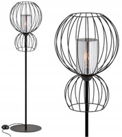 Stehlampe BüRo Glas Schwarz Metall Draht E27 150 Cm Stehleuchte Wohnzimmer