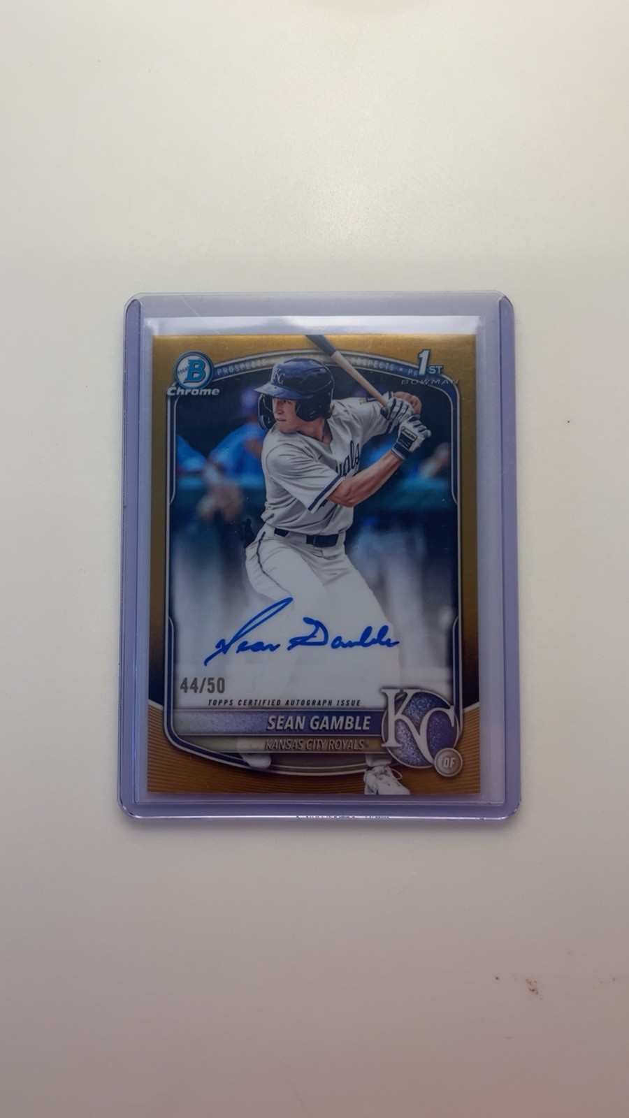 SEAN GAMBLE 2025 BOWMAN CHROME DRAFT 1ST TRUE GOLD ROYALS AUTO /50 Q6507