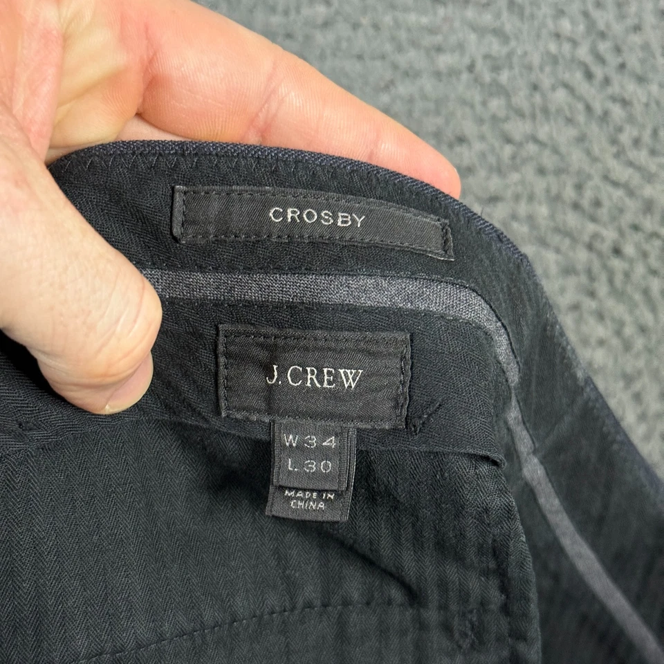 J Crew Pants Mens 34x30 Blue Crosby Classic Fit Dress Slacks Tollegno 1900 Wool - Image 3 of 4