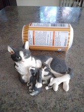 leonardo collection cat with kittens 1999 black white cat family