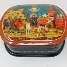 Scatola Legno Portagioie Laccata Russa Dipinta A Mano