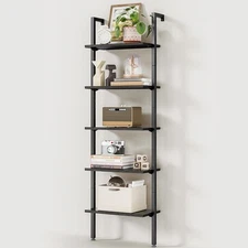 ODK Ladder Shelf, 5 Tier Black 8"D x 16"W x 72"H, 