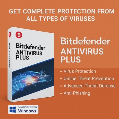 Bitdefender Antivirus Plus  1-3 Years | 1-10 Devices | Windows Devices ONLY|