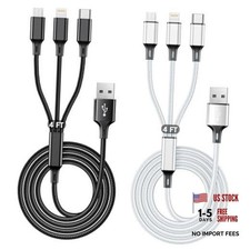 Multi USB Charging Cable 2Pack 4FT, 3 in 1 Charger Cord 4FT/1.2M Sliver Black