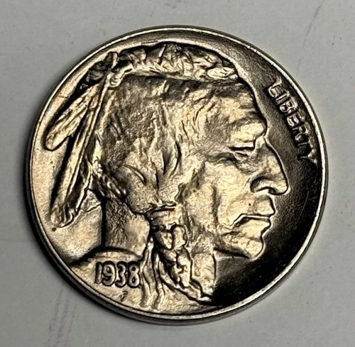 GEM BU 1938-D Buffalo Nickel (LUSTROUS All Original!), U.S. Indian Head Coin MS
