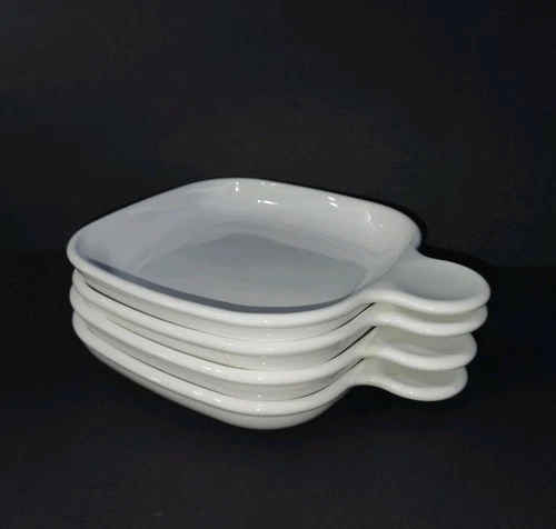 Corning Ware White P-185-B Grab It Square Snack Plates w/ Handle Set Lot Vintage