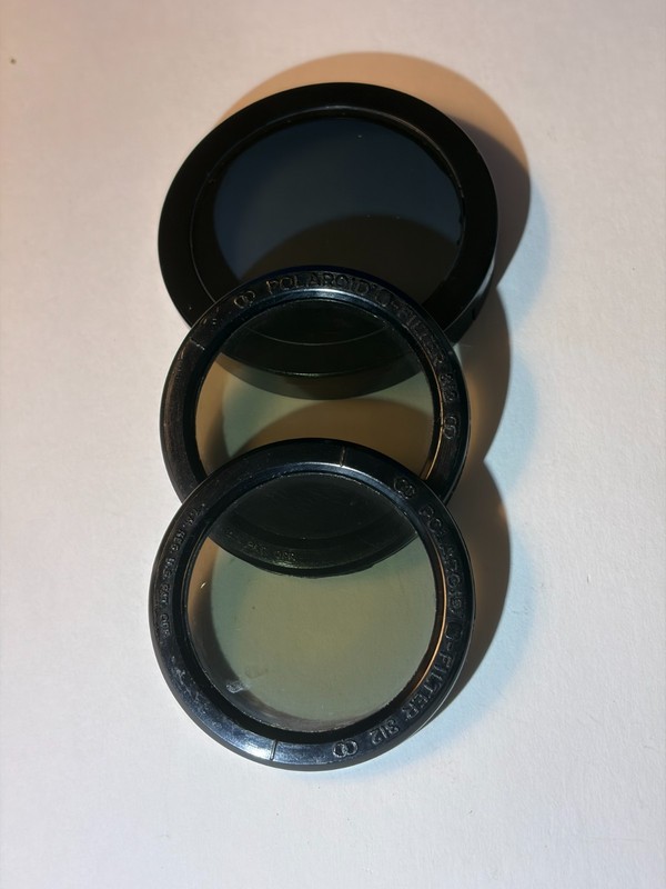 Scientific Linear Polarizing Filter Lot (3) Polaroid 3.5” + 58mm Mounted Optics