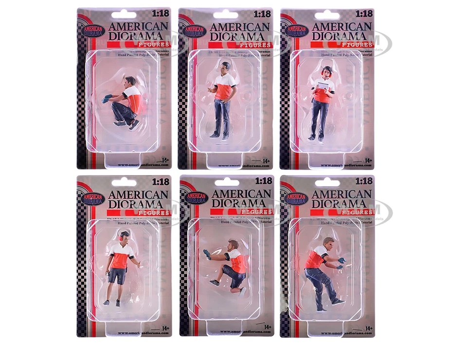 JUEGO DE 6 FIGURAS "RACE CREW" 1/18 DIORAMA AMERICANO 19001-02-03-04-05-06 Foto 3 de 3