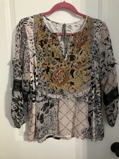 Anthropologie Matilda Medium Embroidered and cut work Boho Blouse shirt blouse