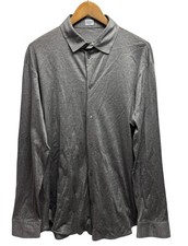 Edoardo Borrelli Napoli Men's XL Gray Jersey Cotton Button Front L/S Shirt Italy