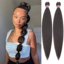 Black Brown Pre stretched Braiding Hair 2 30 Inch Pack of 2 , black brown