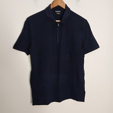 Michael Kors MK Polo Shirt Mens Size S Small Navy Blue Zipper Worn