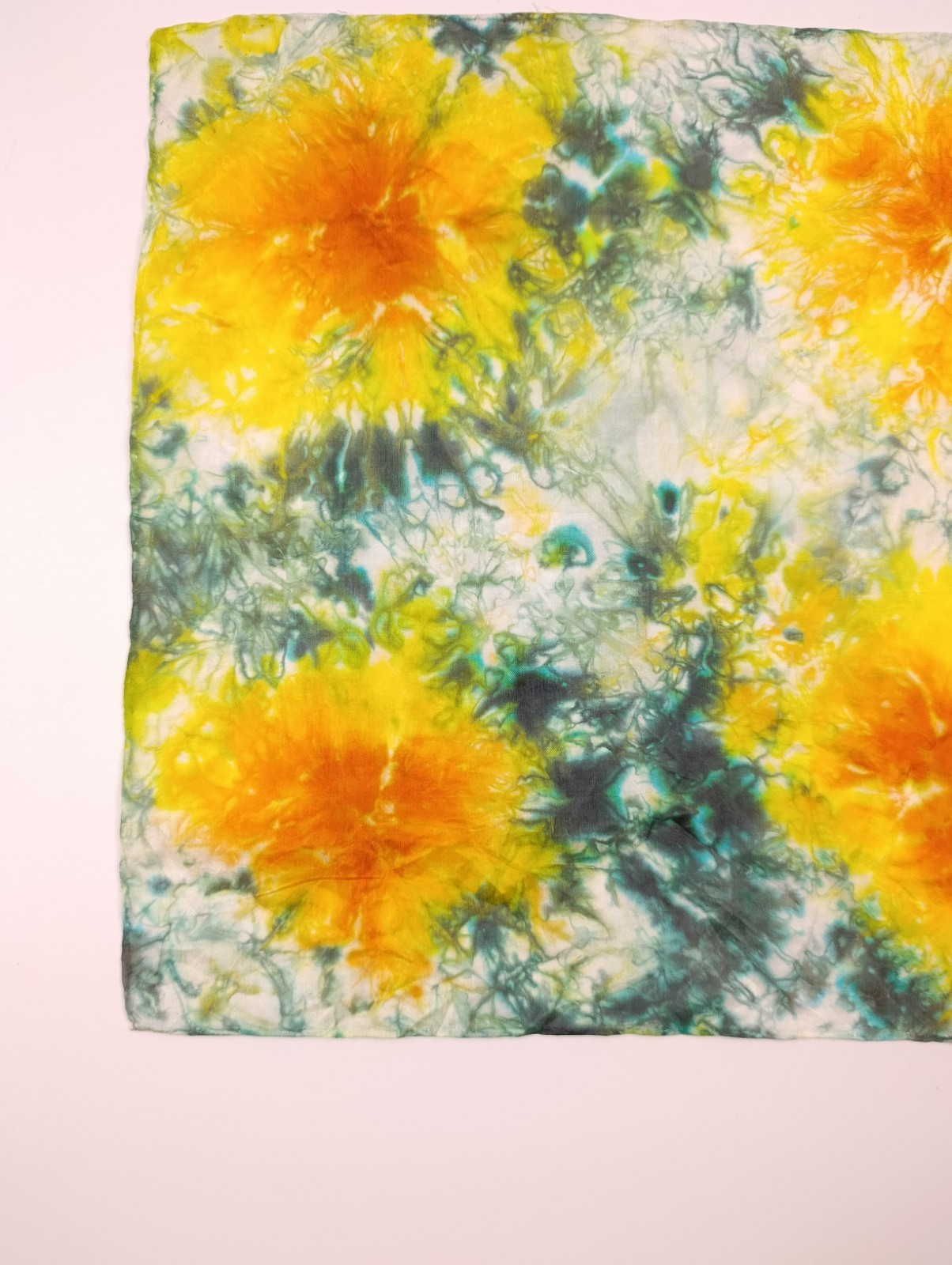 Fazzoletto da Taschino Vintage Seta Tie-Dye Giallo Verde Pochette image 5