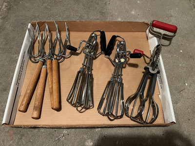 Vtg Set of Three Hand Mixer/Egg Beaters Stainless Steel
