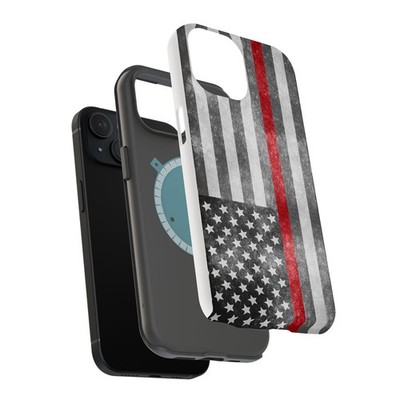 Tough Cases For Apple iPhone (17,16,15,14,13,12,11,X,8),Thin Red Line Print