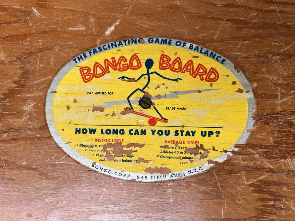 Placa de ginástica vintage de madeira bongo equilíbrio NY - Imagem 2 de 4