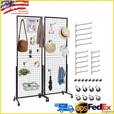 2' x 5.6' Grid Wall Panels Tower 2/3 Packs Wire Gridwall Display Racks w/ T-Base