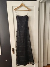 JS Collections dress Size 4 Black Lace Shell Spaghetti Straps Evening Gown