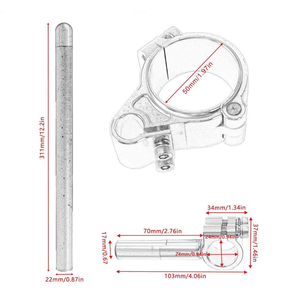 50MM Clip On Handlebars For Kawasaki ER-6N ZX6R Ninja 650 Z1000 Versys 650/1000 - Image 2 of 4