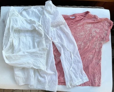 CHEMISE DENTELLE FEMME SINEQUANONE PARIS + TEE SHIRT ROSE BODYFLIRT XS 32/34 - Photo 1/4