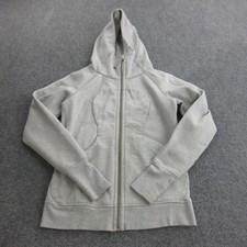 Lululemon Hoodie Womens 8 Gray Scuba Full Zip Sweatshirt Thumbholes Logo