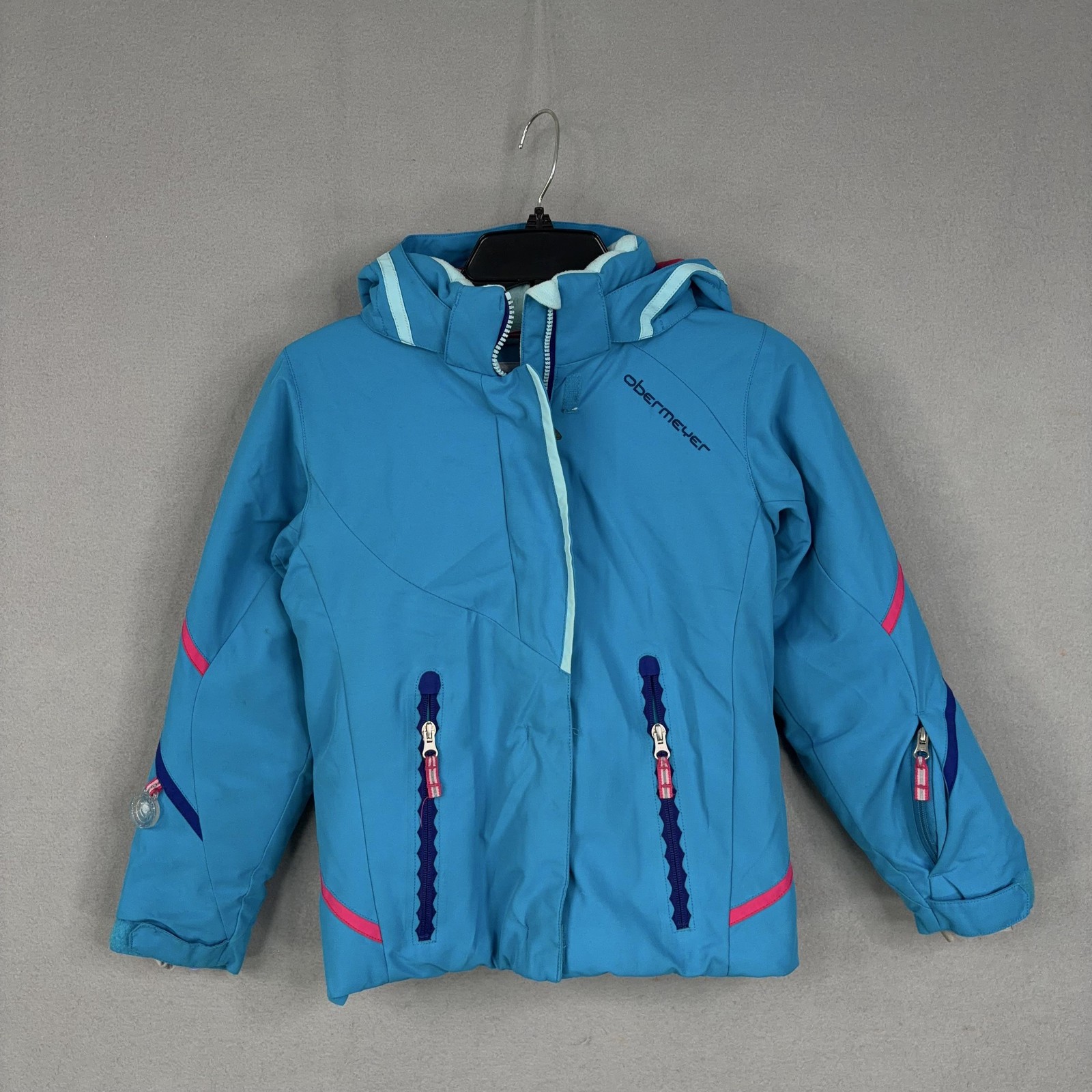 Obermeyer Jacket Girls 8 Blue Brier I-Grow Hooded Ski Snow Winter Coat Kids