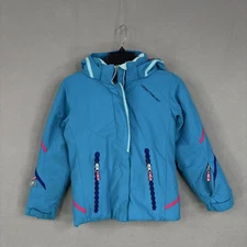 Obermeyer Jacket Girls 8 Blue Brier I-Grow Hooded Ski Snow Winter Coat Kids