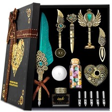 Aifeiter Quill Pen Ink Set, Feather Calligraphy Pen, Wax Seal Stamp, Beautifu...