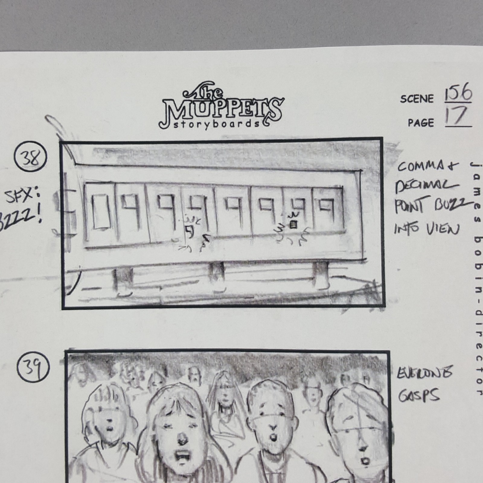 Image 3 of The Muppets (2011) - Production Used Storyboard, A Dollar Short Mary & Gary Gasp