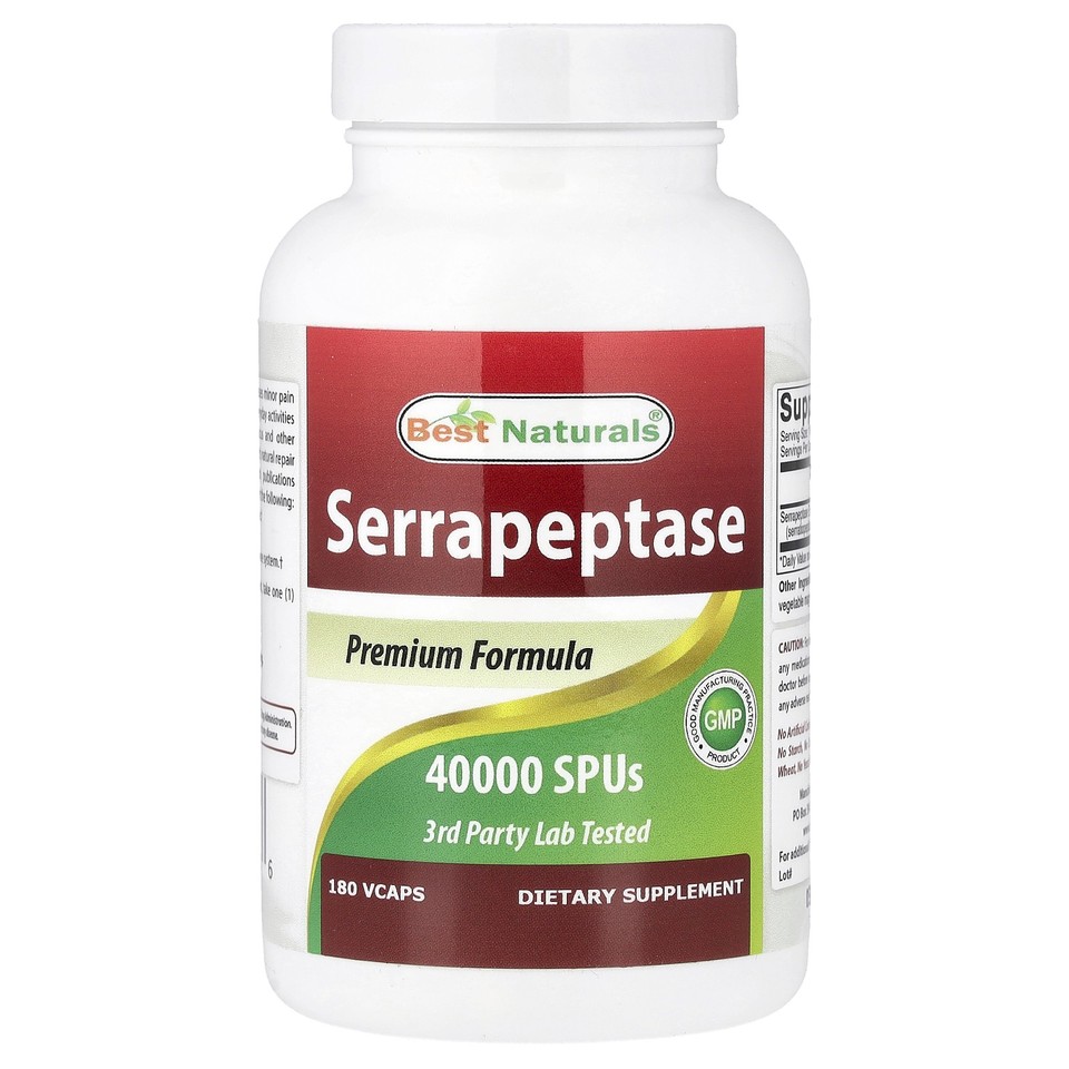 Serrapeptase, 40,000 SPUs, 180 VCaps
