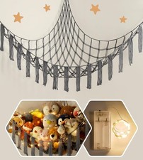 Stuffed Animal Hammock Corner Storage with LED Light Large Grey